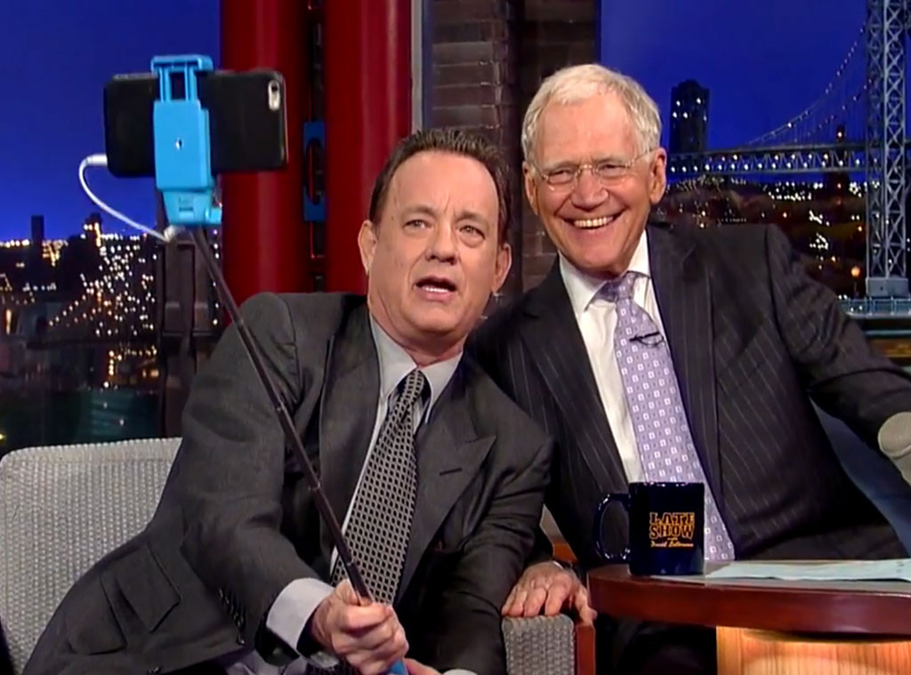 Tom Hanks Teaches David Letterman How To Use A Selfie Stick Watch Tom Hanks David Letterman Selfie Stick